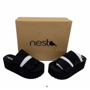 Black Double Strap Platform Sandals